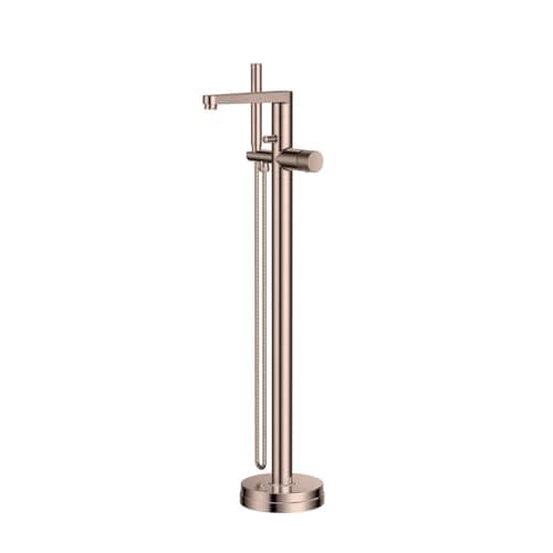 Image of Fluted Roko Brushed Bronze Floor Mounted Bath Shower Handset Mixer Freestanding Tap
