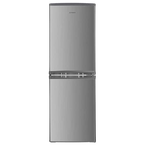 Image of Teknix STF1448S Freestanding 50/50 Fridge Freezer, Compact 142L Capacity, Adjustable Temperature Control and Legs, Reversible Doors, 4 Star Freezer Rating - in Silver