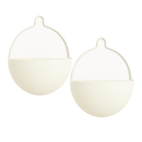 Image of Olly & Rose Set of 2 Metal Wall Planters – 20cm Wide Contemporary Hanging Planters – Matt Off-White Wall Mounted Plant Holders with Hangers – Indoor Wall Décor for Home