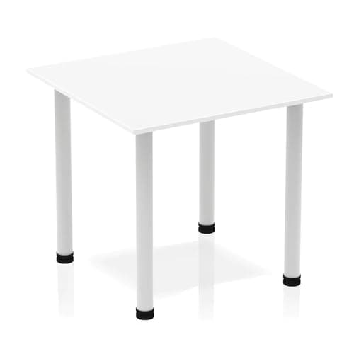 Image of Mr Office Impulse Square Table - Silver Post Leg, White