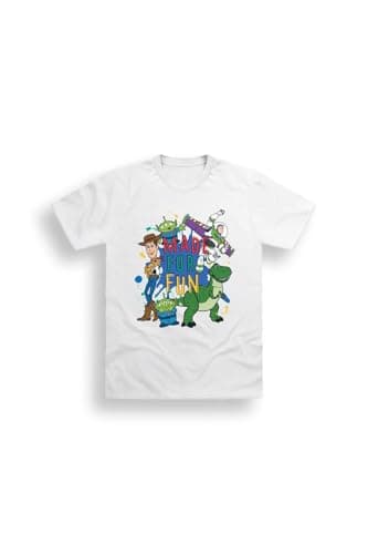 Image of Disney Toy Story Boys T-Shirt - White Short Sleeve Crew Neck Graphic Tee Made for Fun Character Print, Comfortable Everyday Daywear Top for School, Holidays and Weekends