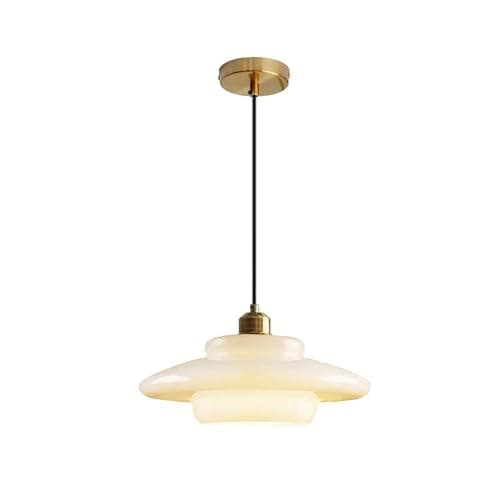 Image of S-Cevada Vintage 32cm White Glass Pendant Light Modern Spherical Hanging Lamp with Gold Metal Socket for Kitchen Island Dining Room Bedroom Living Room Hallway (32cm)