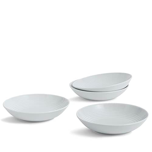 Image of Royal Doulton Light Grey Stoneware Pasta Bowls (Set of 4, Contemporary Style, Microwave & Dishwasher Safe)
