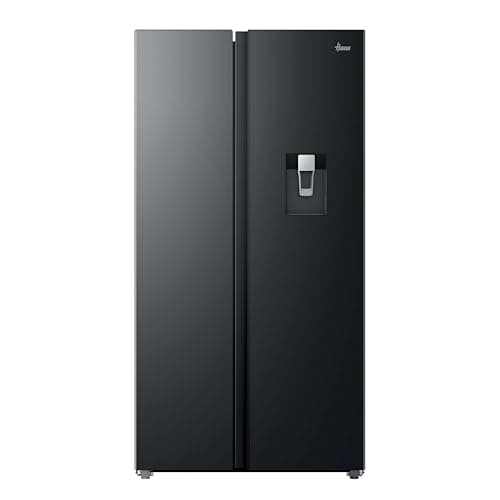 Image of Hoover Free Standing Side By Side Fridge Freezer with Water Dispenser, 2 Doors, No Frost, E Class, 523L Total Capacity, Black 90x64x177.5cm - HONSQ2T918EWBK