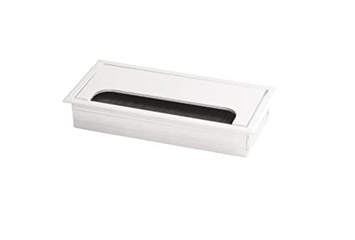 Image of Desk Cable Grommet - Square/Rectangular - White, Black, Aluminium - 80x160/80x80 (White, 80x160mm)