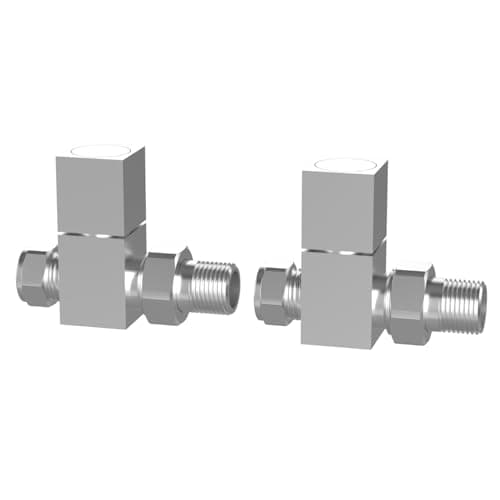 Image of Better Bathrooms Chrome Square Straight Radiator Valves - For Pipework Which Comes From The Floor