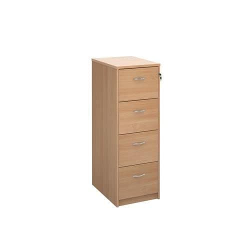 Image of Office Monster Hayes wooden 4 drawer filing cabinet with silver handles 1360mm high - beech