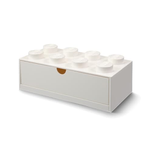 Image of LEGO Stackable Desk Drawer WHITE with 8 Knobs - Plastic Storage Box for LEGO, Toys, Desk Drawers, Office Supplies, and Stackable Storage, Home Decoration