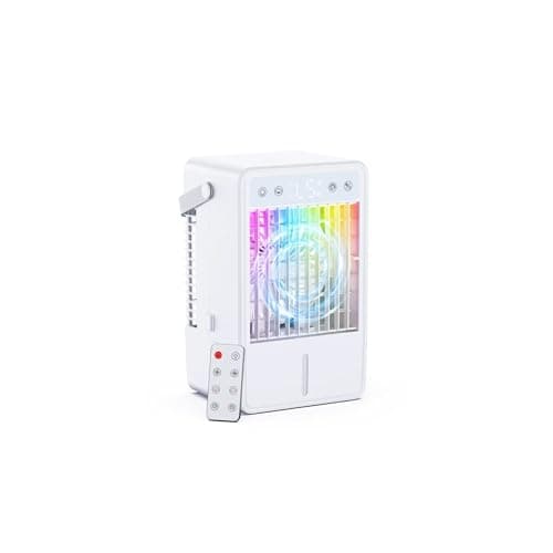 Image of Portable Air Conditioner 1500ML, Evaporative Air Cooler with 2 Spray Modes & 4μm Fine Mist, Remote Control, Quiet Air Conditioner 5 Wind Speeds, Auto-off Timer, 7 LED Lights for Bedroom Office Travel
