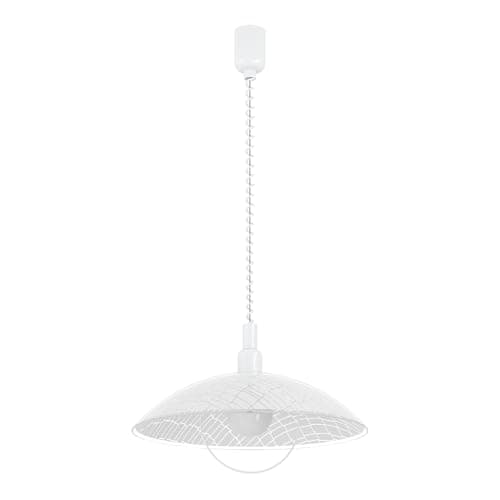 Image of Eglo Alvez Adjustable Pendant Lamp, White Plastic and Clear Glass Ceiling Light with Spiral Cable, Classic Dining Room and Kitchen Hanging Lighting, E27 Socket