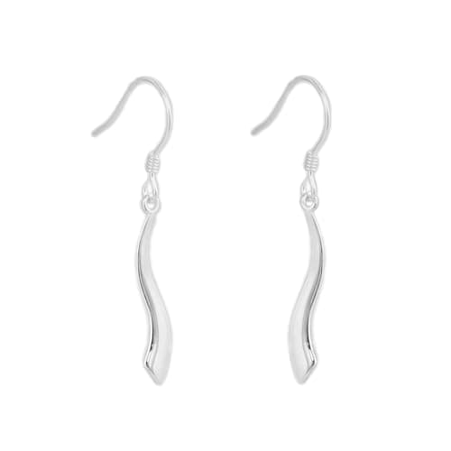 Image of Sterling Silver Vertical Wavy Vine Line Swirl Bar S Drop Dangle Hook Earrings