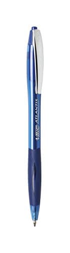 Image of BIC Atlantis Original Retractable Ballpoint Pen, Medium Tip, Blue, Pack of 12