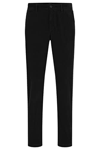 Image of BOSS Mens Schino-Taber-1-O Tapered-fit Trousers in Cotton-Blend Moleskin Black