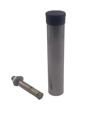 Image of Aretro Polished Chrome 85mm Projection Door Stop Stopper Flanged Bumper Rubber Buffer Wall Skirting Board Mounted 1 pack of 1 (85mm Straight)