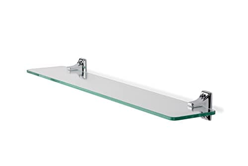 Image of Croydex QM731441 Sutton Wall Mounted Glass Shelf with Zinc Alloy Construction, Chrome, Silver