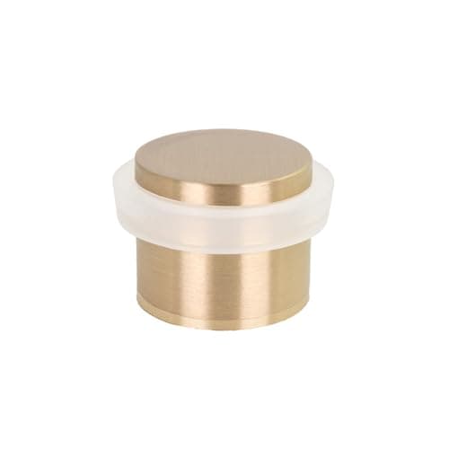 Image of EVI Herrajes | Adhesive Door Stop with Threaded Base | Ø24x21mm | Solid Brass Matte Finish | White Rubber | Includes Screw | I-191/24-BDUAL-MT