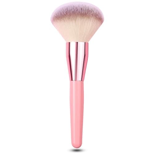 Image of Makeup Brushes Large Powder Brush, Make Up Brush Foundation Kabuki Flat Top - Brush for Face Coverage Mineral Powder Bronzer Foundation Blending Blush Buffing (Large - Pink)