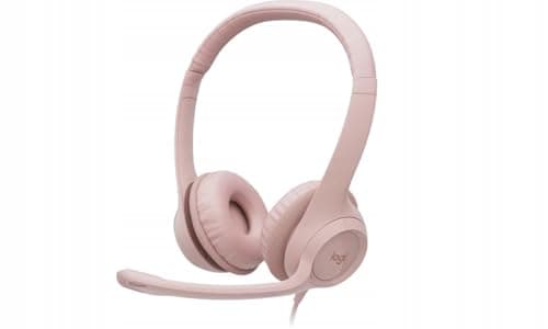 Image of Logitech H390 Wired Headset for PC/Laptop, Stereo Headphones with Noise Cancelling Microphone, USB-A, In-Line Controls, Works with Chromebook - Rose