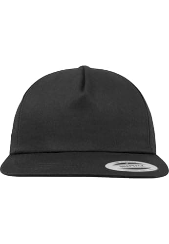 Image of Flexfit Unstructured 5-Panel Snapback Cap, Black, one Size