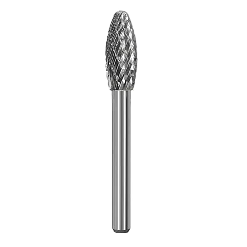 Image of KangTeer Flame Shape Carbide Burr Bit, 10mm Double Cut Tungsten Rotary File for Aluminium, Wood & Plastic, 1/4” Shank Die Grinder Tool