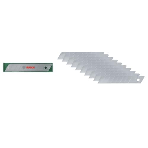 Image of Bosch Snap Off Blades 18mm, 10-Piece (Accessories for Snap Off Knife/Cutter Knife; SK5 Steel; 18 mm Blade Size; 7 Snap Off Parts; Storage Case)