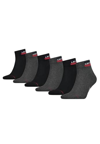 Image of Levi's Unisex Socks Sport Logo Ankle mid-cut Socks Mid Gray / Black 43/46 pack of 6