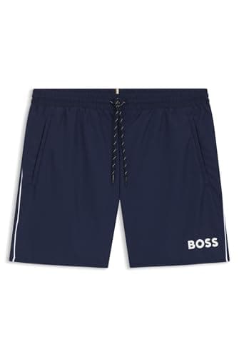 Image of BOSS Mens Starfish Contrast-Logo Swim Shorts with Full Lining