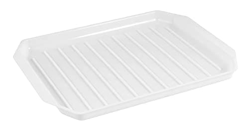 Image of MantraRaj Microwave Bacon & Meat Heating Plate Rack Ribbed to Drain Fat Dishwasher Safe Cooking Breakfast Meat Ribbed for Fat Drain Defrosting Meals Frozen Food
