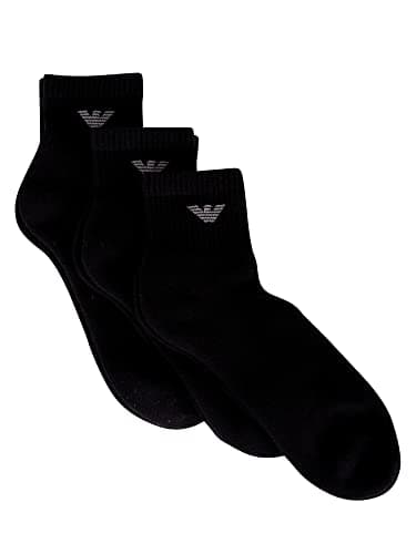 Image of Emporio Armani Underwear Men's 3-Pack Short Socks Sporty Terrycloth, Black, TU, One Size