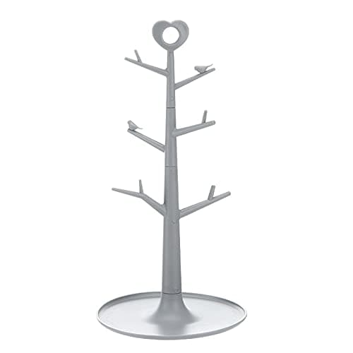 Image of Mug Holder Tree - Removable Organizer Rack Stand With Hooks for Countertop Home Storage (Grey)