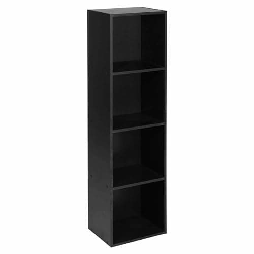 Image of URBNLIVING Tier Wooden Bookcase Shelving Display Storage Shelf Unit Wood Shelves (Black, 4 Shelf)
