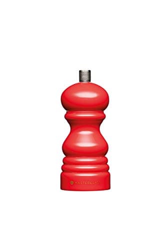 Image of MasterClass Pepper Mill or Salt Grinder with Interchangeable Cap, Plastic, Red, 12 cm