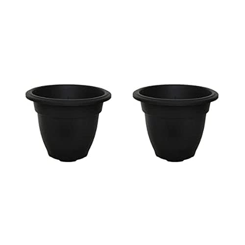 Image of Whitefurze Lightweight Round Bell Planter 20cm Black (Pack of 2)