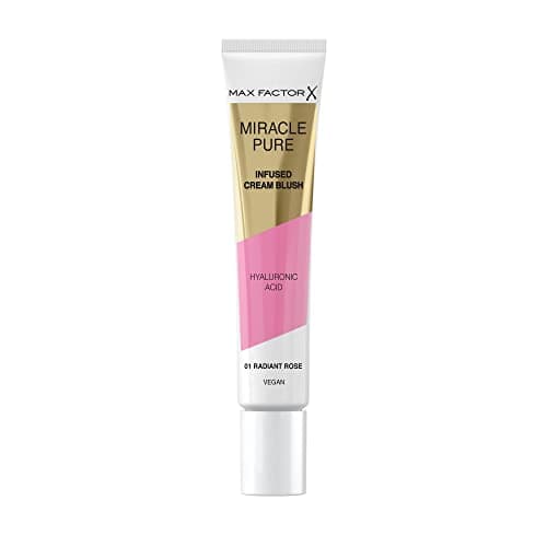 Image of Max Factor Miracle Pure Cream Blush 01 Radiant Rose, Moisturising, Plumps & Hydrates, Buildable Glow, Infused with Hyaluronic Acid & Squalene, Fresh & Healthy Looking Skin, 100% Vegan