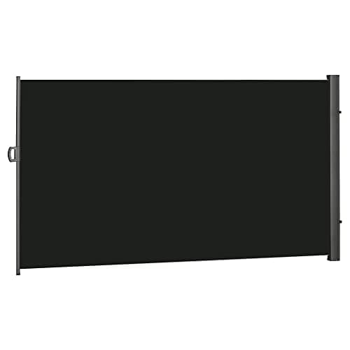 Image of Outsunny Retractable Sun Side Awning Screen Fence Patio Garden Wall Balcony Screening Panel Outdoor Blind Privacy Divider (3x2M, Black)