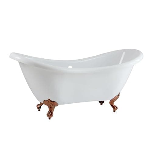 Image of Milano Legend White 1750mm x 730mm Double Ended Freestanding Slipper Bath Bronze Ball Claw Feet