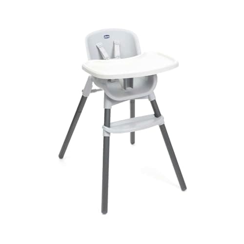 Image of Chicco Zest 3-in-1 Folding Multi-Stage Highchair, Toddler Low Chair and Youth Stool, Suitable from 6 Months up to Max 40kg (Approx. 8 Years Old), Includes Tray and Harness, Moon Grey, 00087170770000