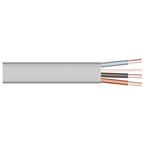 Image of Merriway BH01535 3-Core and Earth Flat Cable, 6243Y 1.5mm Grey, 1 Metre (39 inch)