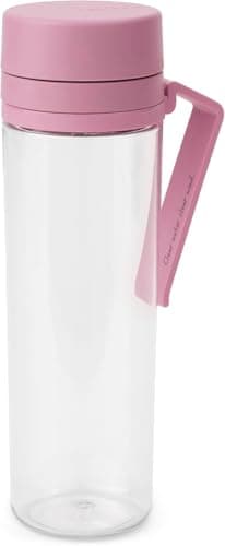 Image of Brabantia Make & Take Water Bottle with Strainer 0.5L - Travel Water Bottle with Handle & Fruit Sieve - Leakproof - Infuser - Easy Filling - Transparent - Dishwasher Safe - Lilac Pink