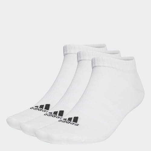 Image of adidas Unisex Thin and Light Sportswear Low-Cut Socks 3 Pairs, White/Black, 8.5-10
