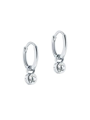 Image of Ted Baker Sinalaa Crystal Huggie Hoop Earrings For Women (Silver/Crystal)