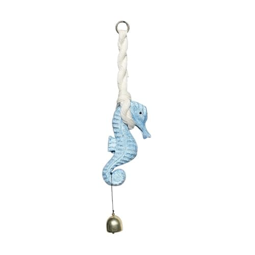 Image of Hanging Doorbell in The Shape of A Seahorse, Ideal As A Door Hanger for, Entrances Or Offices, Blue