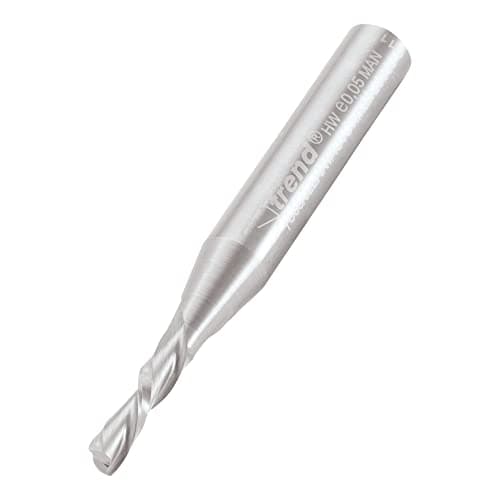 Image of Trend Spiral Down-Cut Router Cutter, 1/4 Inch Shank, 3.2mm Cut Diameter & 12.7mm Cut Length, Solid Tungsten Carbide, S55/02LHX1/4STC