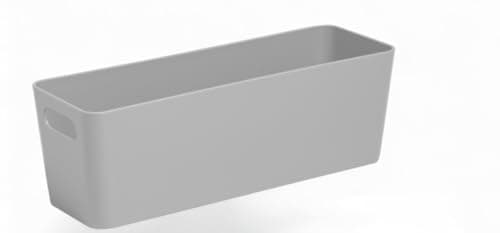 Image of Home Fittings ® Wham Studio Rectangular Basket 30 x 10 x 10cm Manhattan Grey Plastic Studio Storage Baskets Organizers With Handles for Cupboard, Bathroom, Office, Makeup Storage