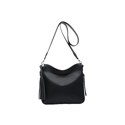Image of JEN & CO. Nina Whipstitch Crossbody with Dual Zip Compartments (M1888), Black