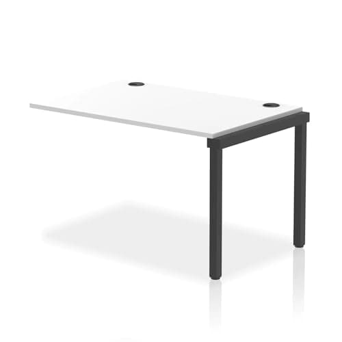 Image of Mr Office Impulse Single Row Bench Desk Extension Kit - 800mm deep, Black Frame, White, 1200
