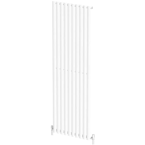 Image of Radiant Living White Vertical Radiator 1800 x 600mm – Single Panel Oval Column Designer Radiator, High Efficiency Modern Steel Heating for Living Room & Bathroom