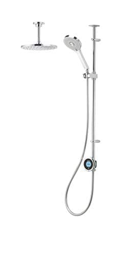 Image of Aqualisa Optic Q smart shower (exposed) with adjustable handset and fixed ceiling head - for high pressure/combination boiler systems