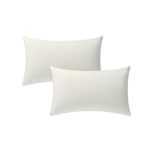 Image of Percale Pillow Cases Standard Size - 100% Cotton Percale Pillowcases - Cool, Crisp, Breathable, Skin-Friendly Pillowcases, Envelope Closures, Z-Hem Stitch, Oeko-Tex Certified - Standard, Ivory