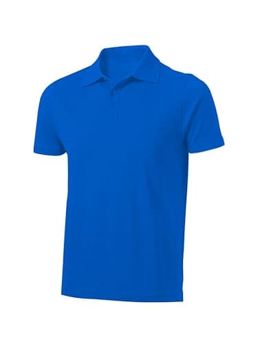Image of Love My Fashions Mens Polo Shirts Short Sleeve & Knitted Collar, Regular Fit, Casual Plain Cotton T-Shirts for Adults Royal Blue
